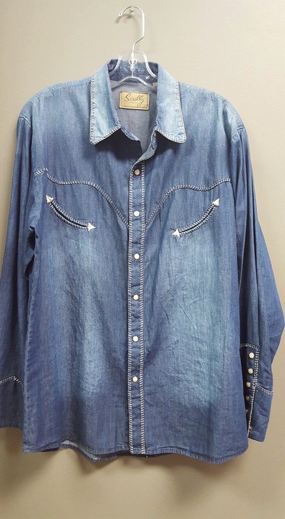 Rustic Men's Western-Style Denim Shirt by RewindVintageEtc on Etsy