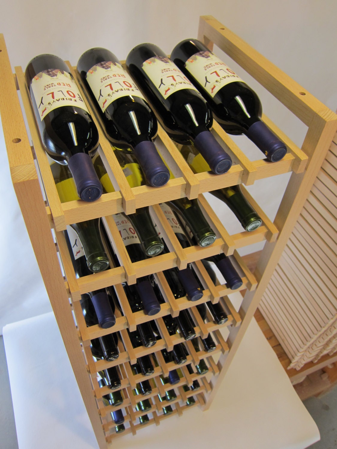 Beech Wood Wine Rack Large Size holds 32 Bottles