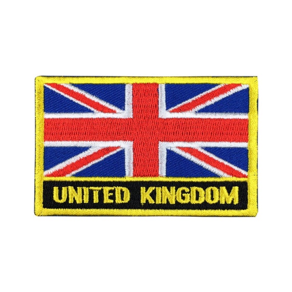 United Kingdom Flag Patch Embroidered Patch Gold Border Iron