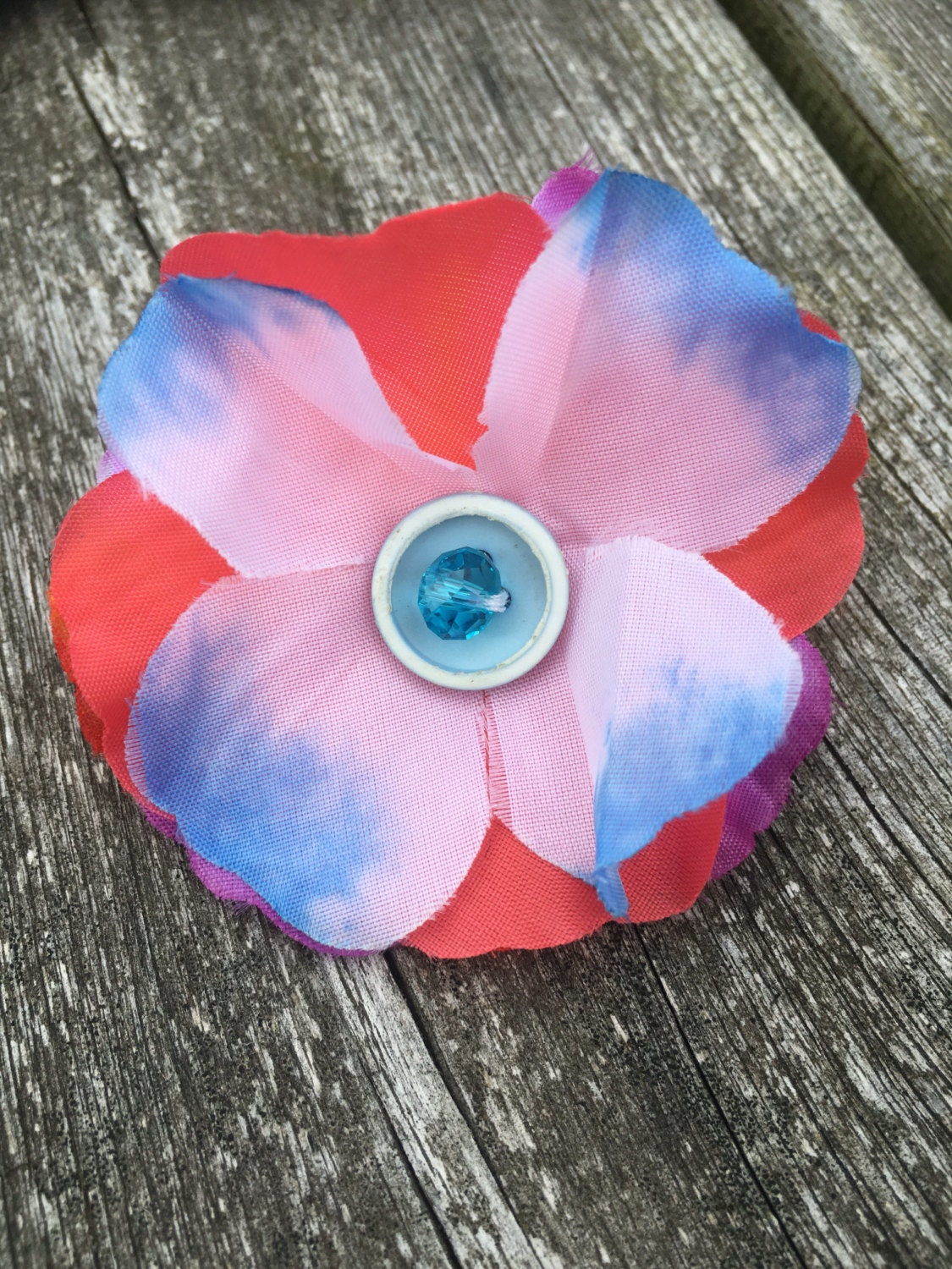 Flower brooch fabric beads buttons summer festival by AimeEncore