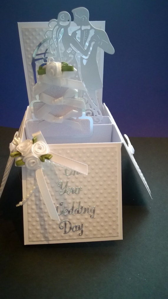 beautiful handmade wedding day pop up card