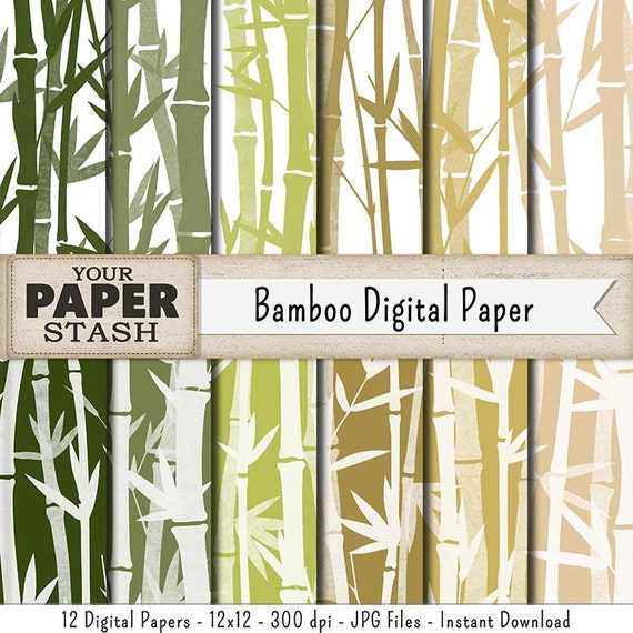 Bamboo Digital Paper Bamboo Scrapbook Paper Bamboo