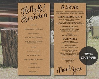 Printable Wedding Program | Instant Download Template | DIY Rustic Wedding Program Template | Mac or PC | Easy to Edit | DIY
