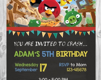 Angry Birds Invitation * Angry Birds * Printable * Birthday Party * Digital Invitation * 4x6 or 5x7 * Personalized Invitation Card.