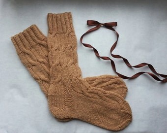 knitted socks women women socks knit long shin wool hand socks Hand knit socks Women socks gift for her Socks large size socks in gift box