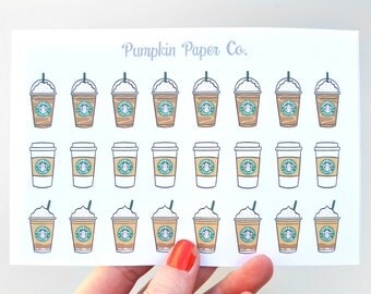 P194-Coffee cup planner stickers, planner stickers, drink stickers, reminder stickers, morning, starbucks, 24 stickers, PPC46