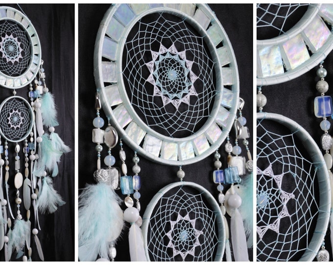 NOW Dreamcatcher Mint mosaic Dream Catcher Large Dreamcatcher New Dream сatcher gift idea pearlescent dreamcatcher boho dreamcatcher wall