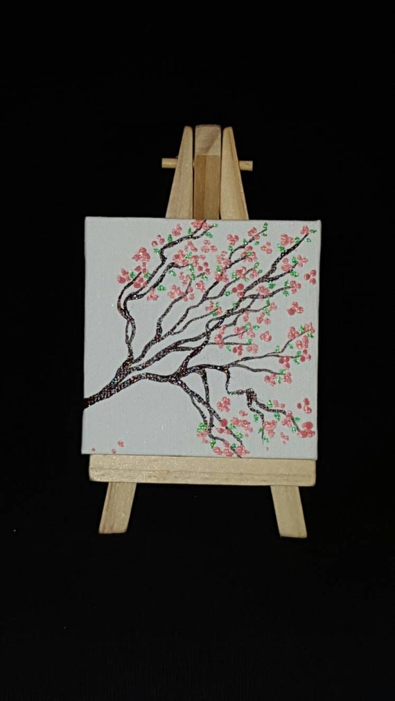 3x3 painting of cherry blossom by DaniellesArtStore on Etsy