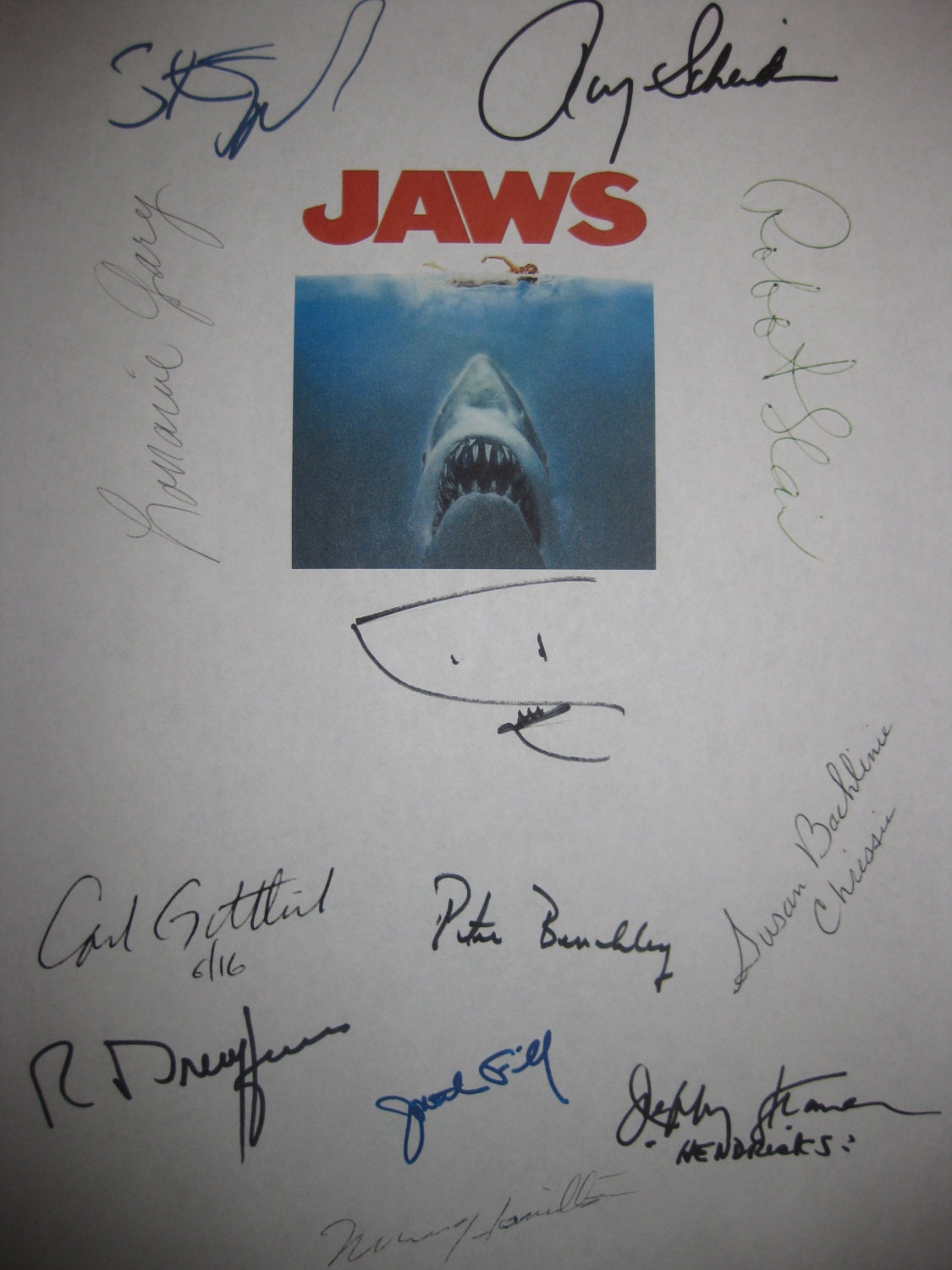 Jaws Signed Film Movie Script Screenplay X11 Autograph Roy