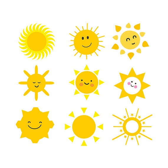 Sun svg sun clipart sun face clip art Cutting Template