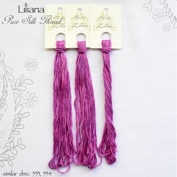 Liliana hand dyed SILK thread for cross stitch by NinaHandDyed