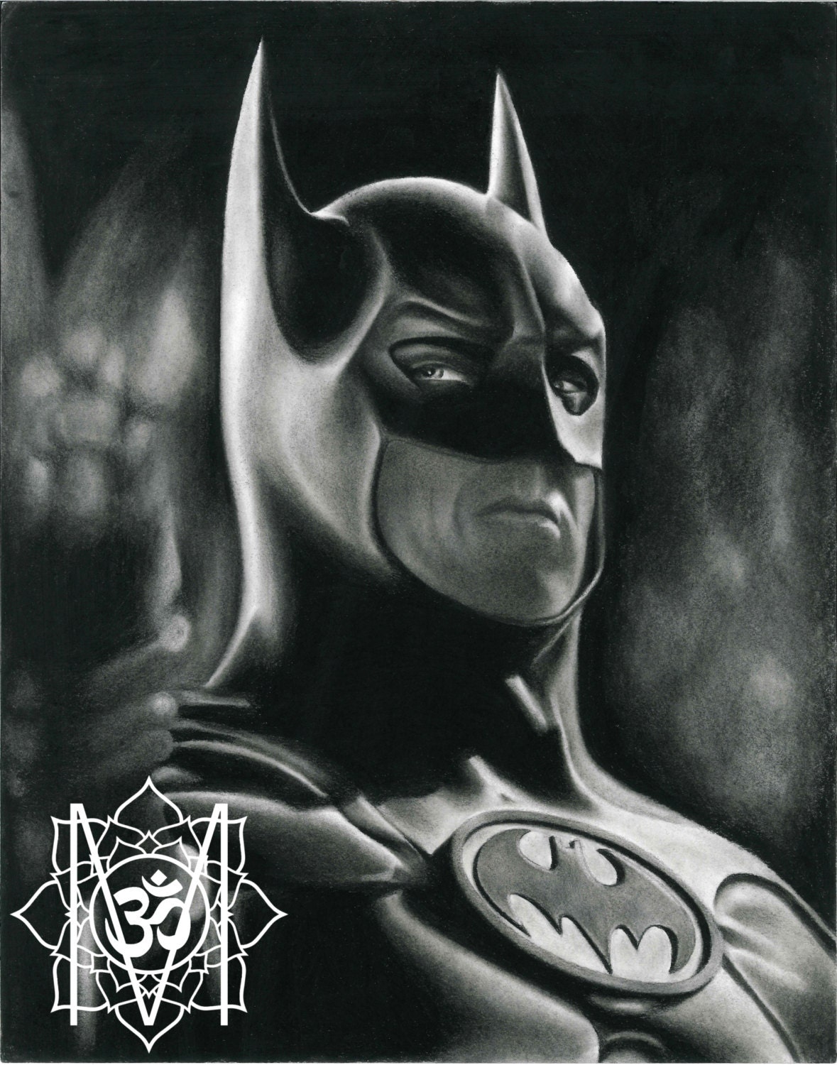 Batman Portrait Charcoal Drawing prints