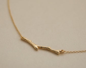 gold branch necklace - tree necklace - gift for her- gift under 10- gold tree twig necklace - simple minimalist necklace