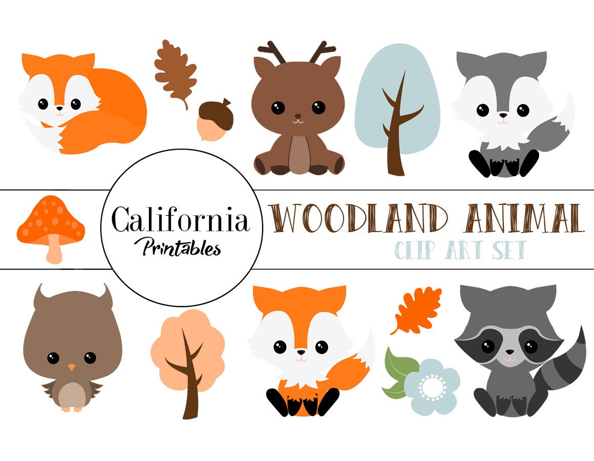 Download FREE COMMERCIAL USE Woodland Animals Clip Art Set Set of 17