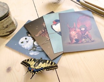 Set of 4 postcards - the four seasons