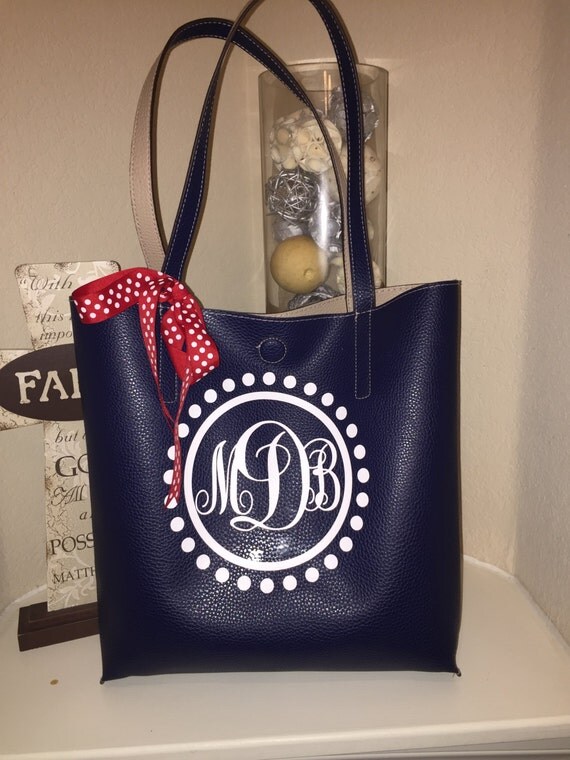Monogram Purse Monogrammed Faux Leather Tote by TheGlitteryHippo