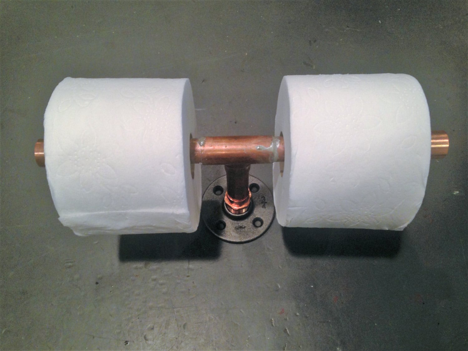 Copper Design Pipe Double Toilet Paper Holder