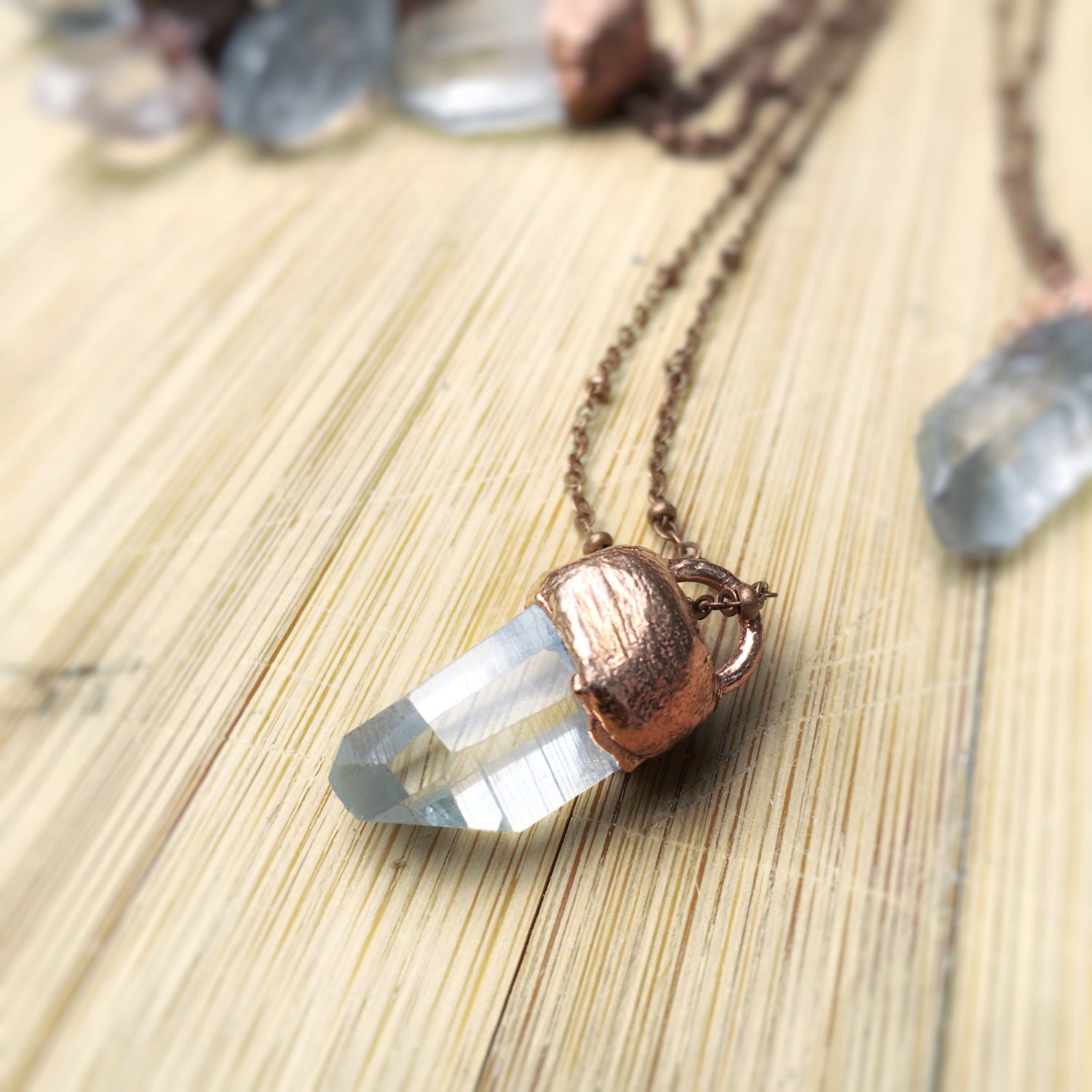 Quartz Pendant Copper Quartz Pendant Crystal Necklace