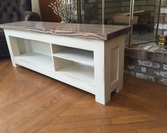 Custom Farmhouse Storage Bench, Solid Wood