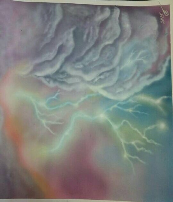 Lightning Storm Original Art Painting Acrylic Beautiful