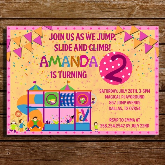 Indoor Playground Birthday InvitationIndoor by CoralPartyDecor