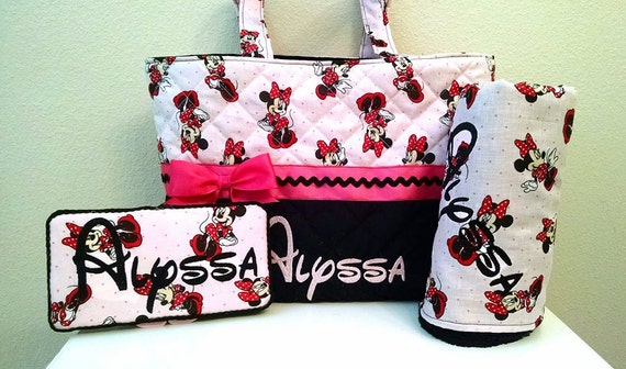 Minnie Mouse Diaper Bag Set Baby Girl XL Pink by KimmyKylieCo