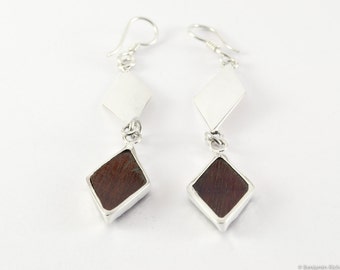 Rose wood silver Earrings