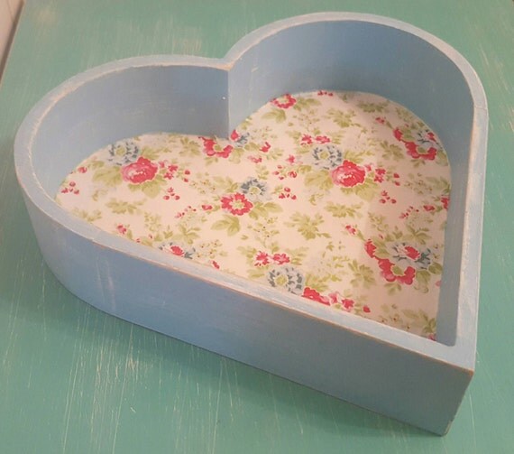 shabby chic duck egg pale blue and floral heart shaped tray shabby chic duck egg pale blue and floral heart shaped tray