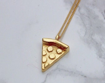 Pizza Necklace, Pizza Jewelry, Pizza Emoji Necklace, 3D Pizza Jewelry, Pizza, 24k Gold pizza, Pizza Slice, Silver Pizza Slice