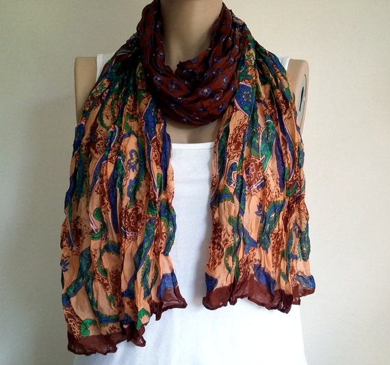 Women's Scarves Boho Scarves Fabric Scarves by MimosaKnitting