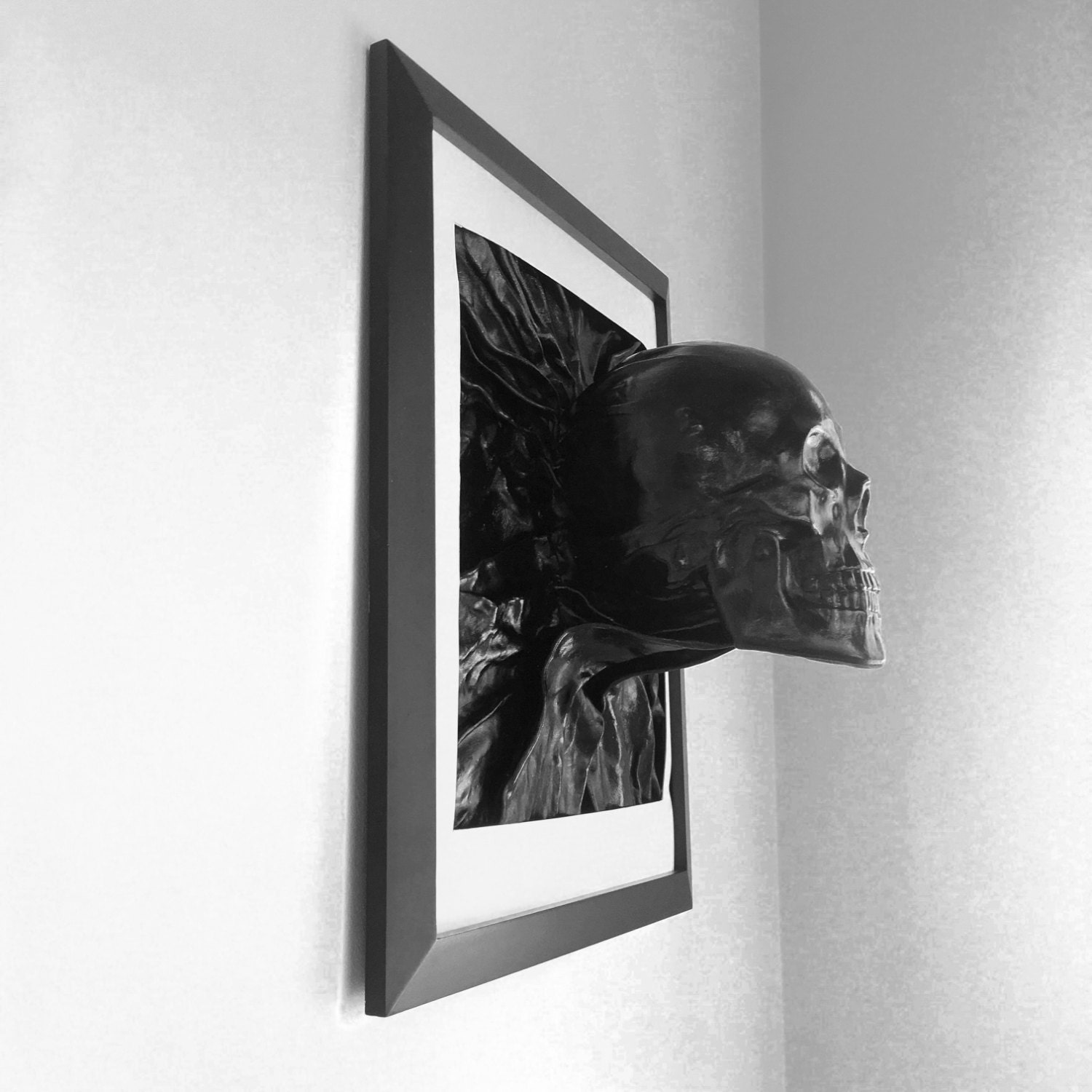 Wall Art Decor Sculpture Leather Skull Plaque Mount Rock n