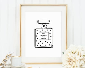 Poster, Print, Wallart: Dotted Perfume Bottle Illustration