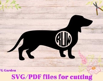 Dachshund SVG file, Circle Monogram SVG frame for Cricut and Silhouette Vinyl Cutters Vector Graphic Files, dog monogram svg, dog svg