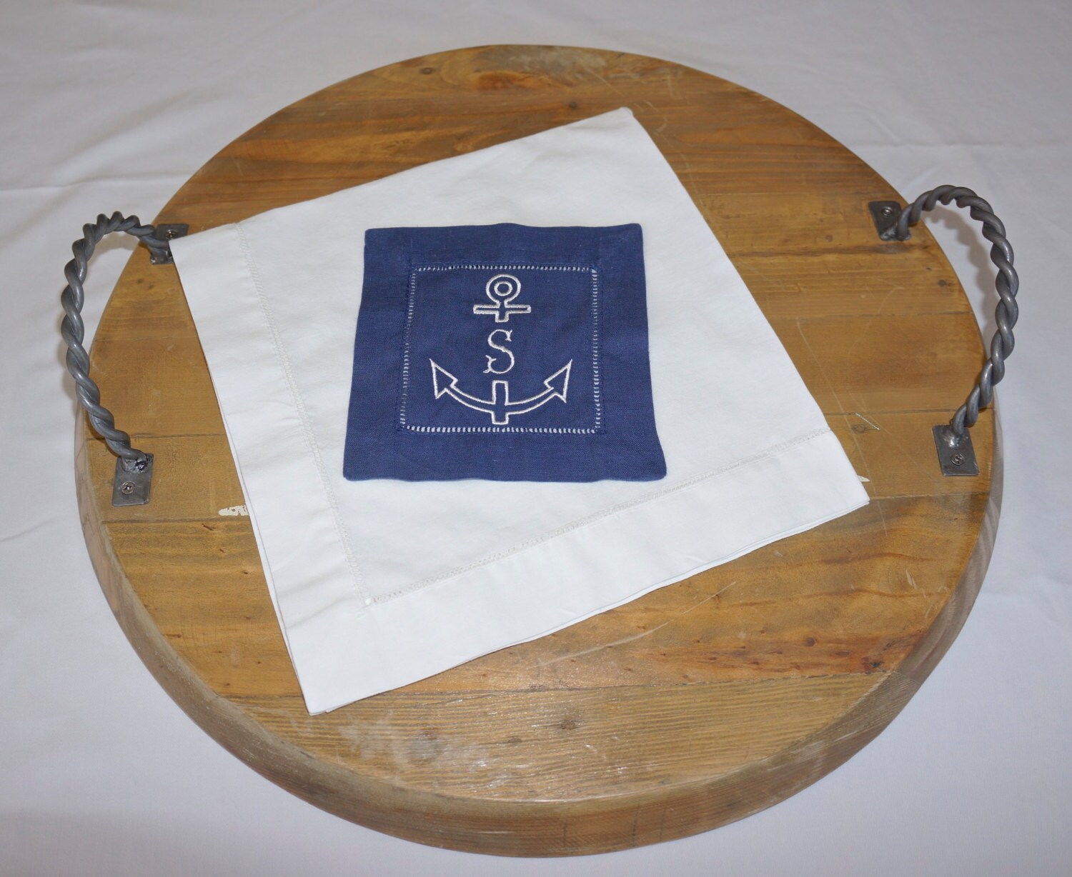 Nautical Cocktail Napkins embroidered by DonovanDesignLinens