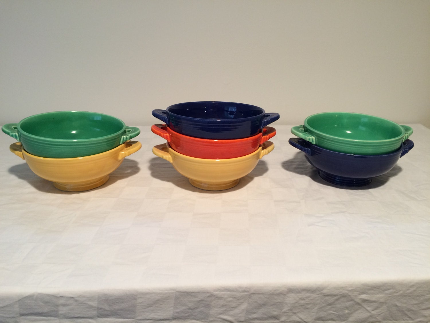 Set of 7 Vintage Fiestaware Cream Soup Bowls by AtticinDC on Etsy