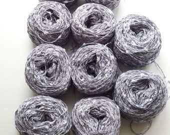 Silver yarn, shiny yarn, yarn lot, super fine yarn, grey yarn, knitting yarn, crochet yarn, fingering yarn, cheap yarn, affordable yarn