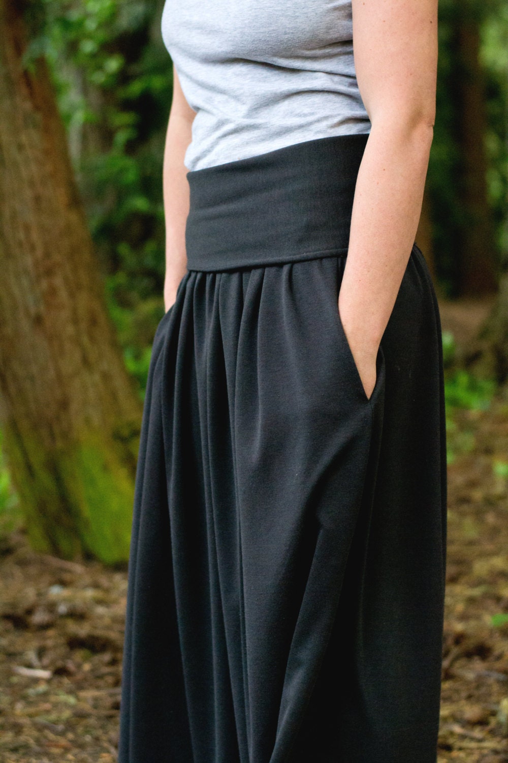 Women's Maxi Skirt Yoga Waistband With Deep Pockets Full