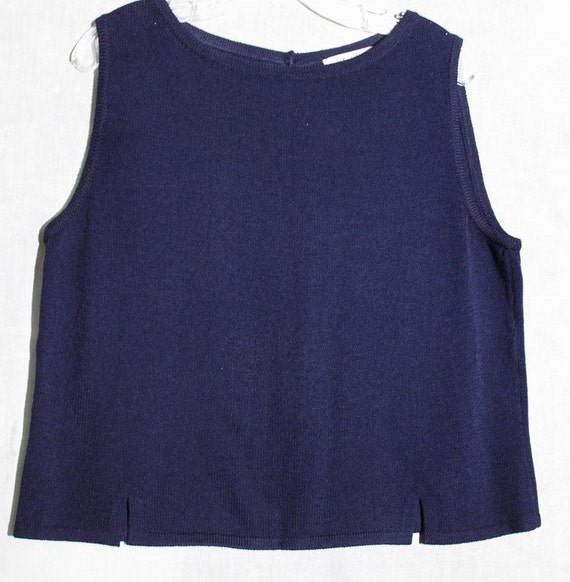 Navy Shell. St John Knits. Buttons Down the Back.