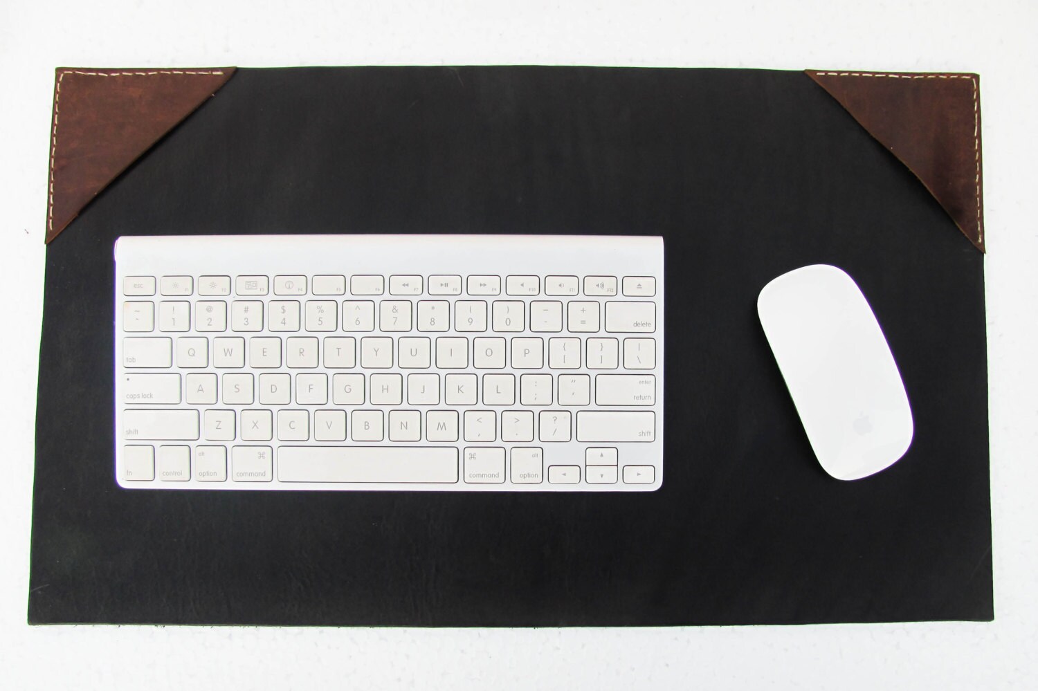Genuine Leather Vintage Black Desk Mat with Corners Desk Pad