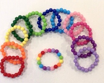 12 Piece Lot ~ Doll Sized Bracelets for American Girl or 18" Doll, Rainbow Bracelets, Party Favor