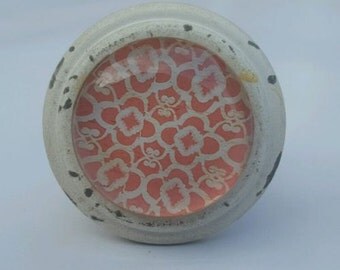 Coral / Orange Moroccan Inspired Door / Drawer Knob ~ Upcycling Project