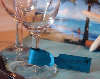 Place card tag-luggage travel Theme - birthday, wedding