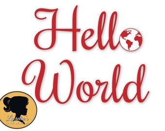 Hello World SVG - Earth Silhouette SVG , Hello World Silhouette, (zipped .eps .pdf .dxf .svg and .studio file) vector cutting files