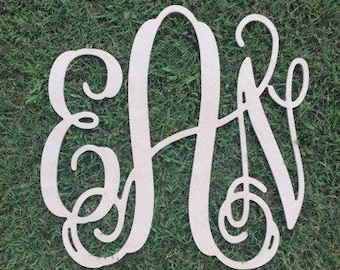Wood Monogram - Unfinished - 1/4" MDF - Vine Font