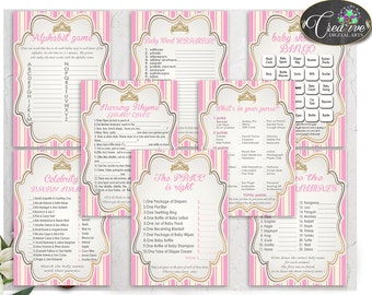 Royal Baby Shower girl games little princess, Baby Shower Games Girl, pink and gold theme, Girl Baby Shower Games Princess - rp002