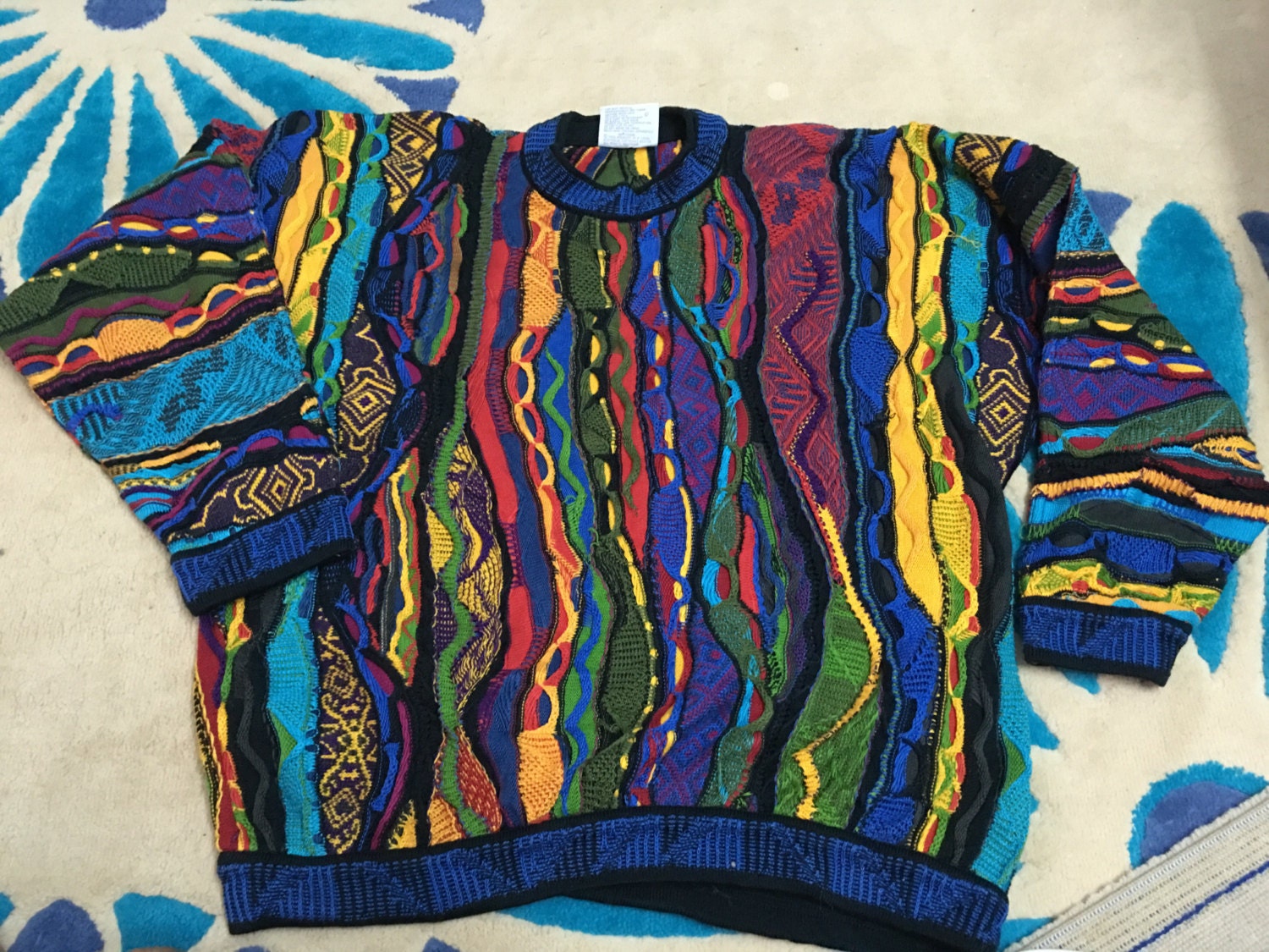 Rare Authentic Vintage COOGI Sweater Bright Rainbow