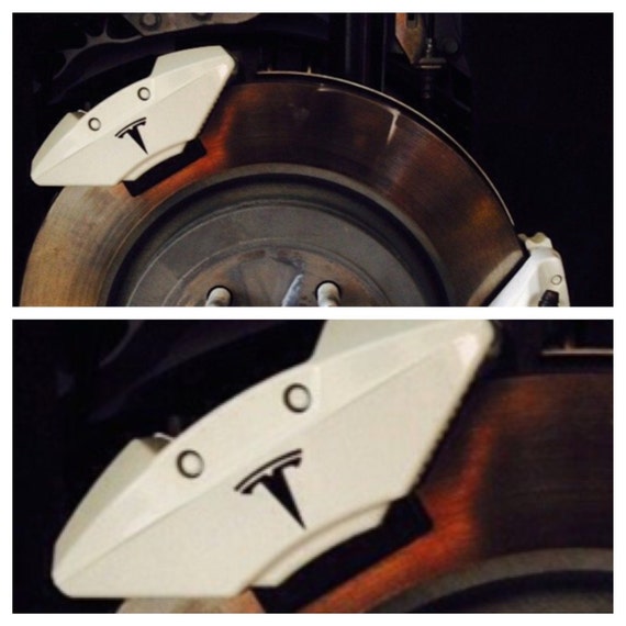 8pc TESLA T EBrake Caliper Vinyl Sticker Decal Logo Overlay