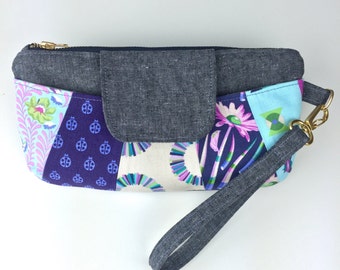 Patchwork Wristlet Clutch featuring Tula Pink