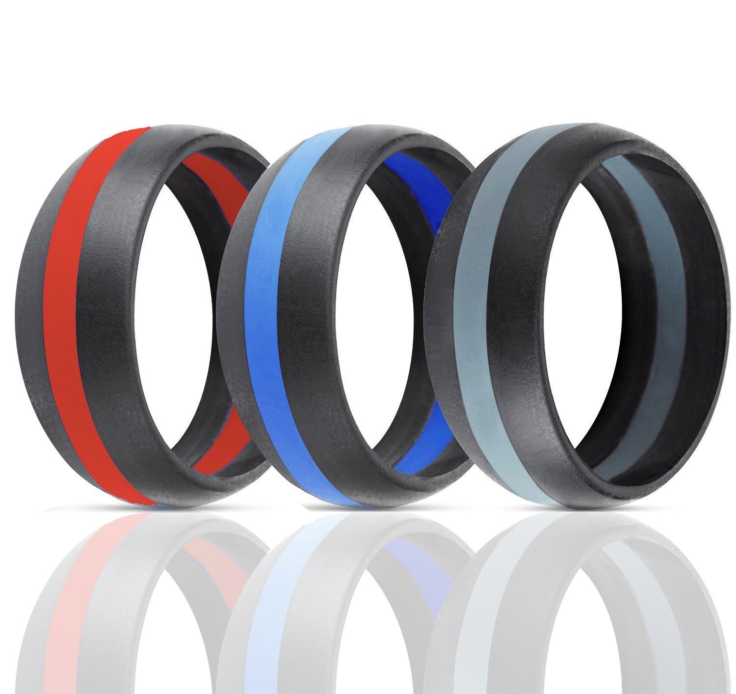 3 Pack Striped Silicone Wedding Band Silicone by