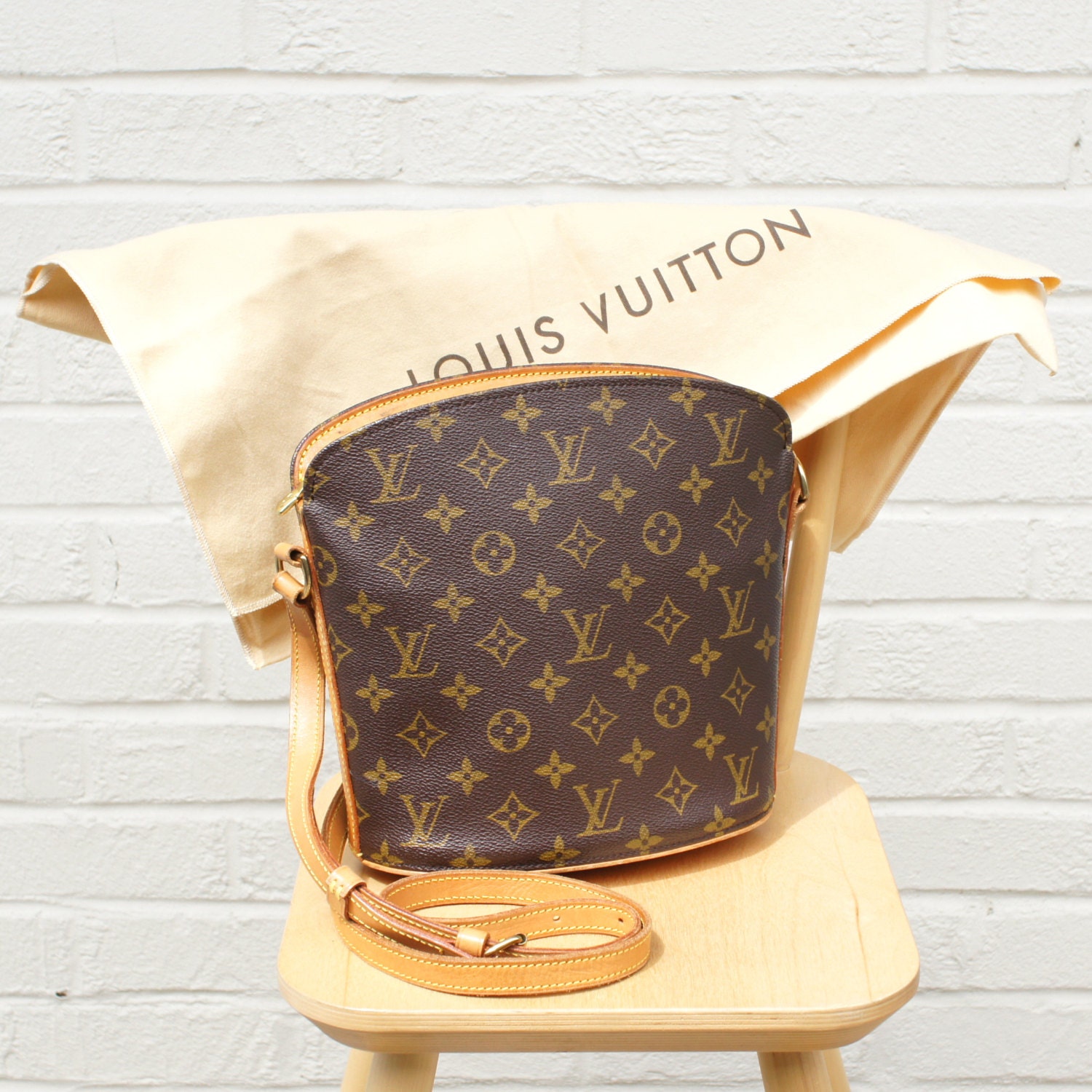 Authentic Louis Vuitton Monogram Drouot Crossbody Bag M51290